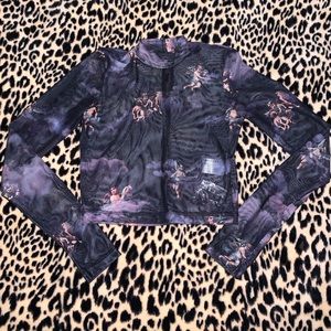 Motel rocks Lara Crop top in dark angel mesh